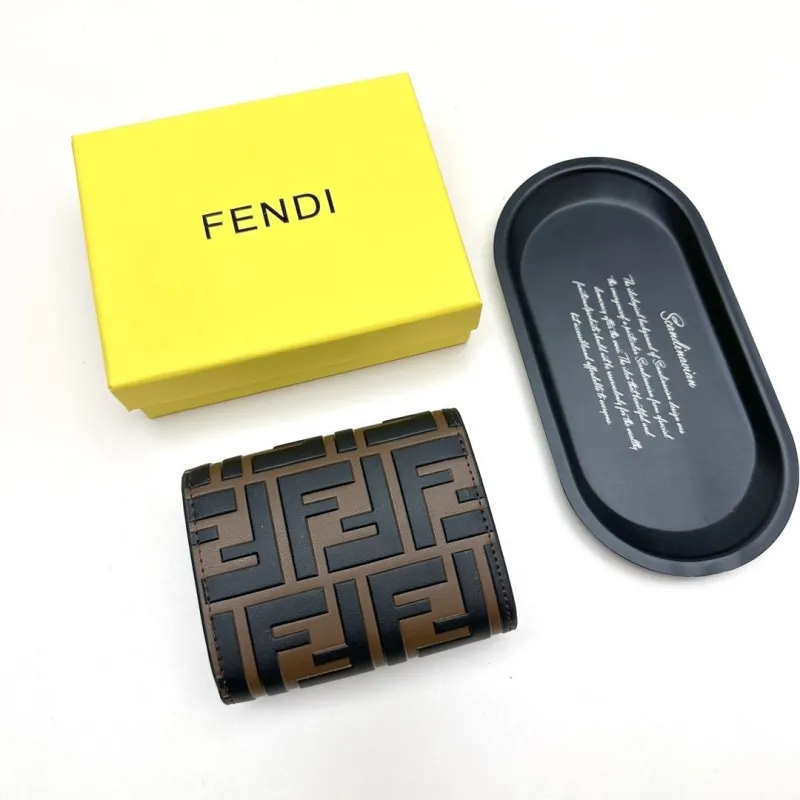 Fendi Brown Black Monogram Compact Wallet - Image 3