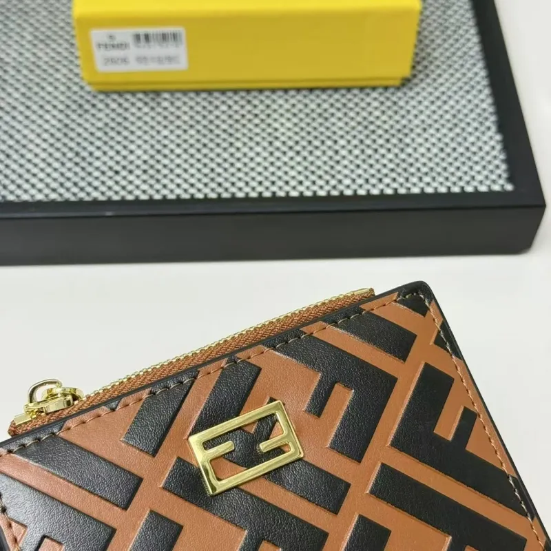 Fendi Brown Black FF Pattern Zip Wallet 2606 - Image 6