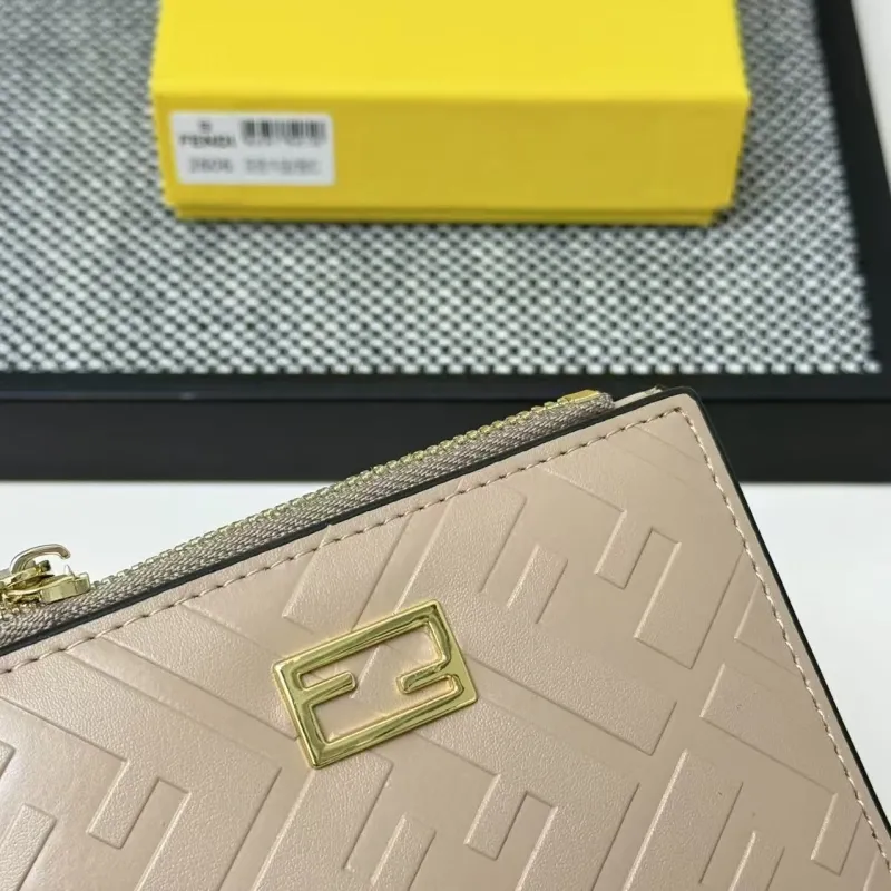 Fendi Beige Leather Compact Wallet 2606 - Image 6