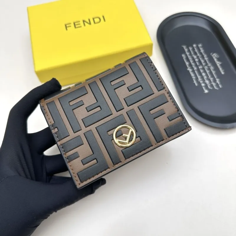Fendi Brown Black FF Pattern Bifold Wallet - Image 4