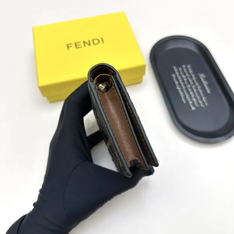 Fendi Brown Black FF Pattern Bifold Wallet - Image 6