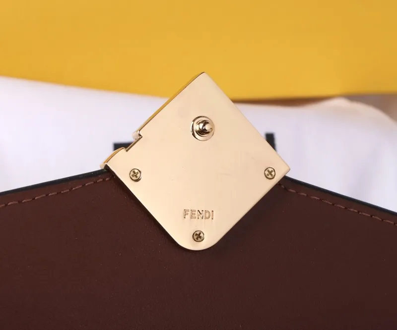 Fendi Brown Black FF Logo Chain Wallet - Image 6