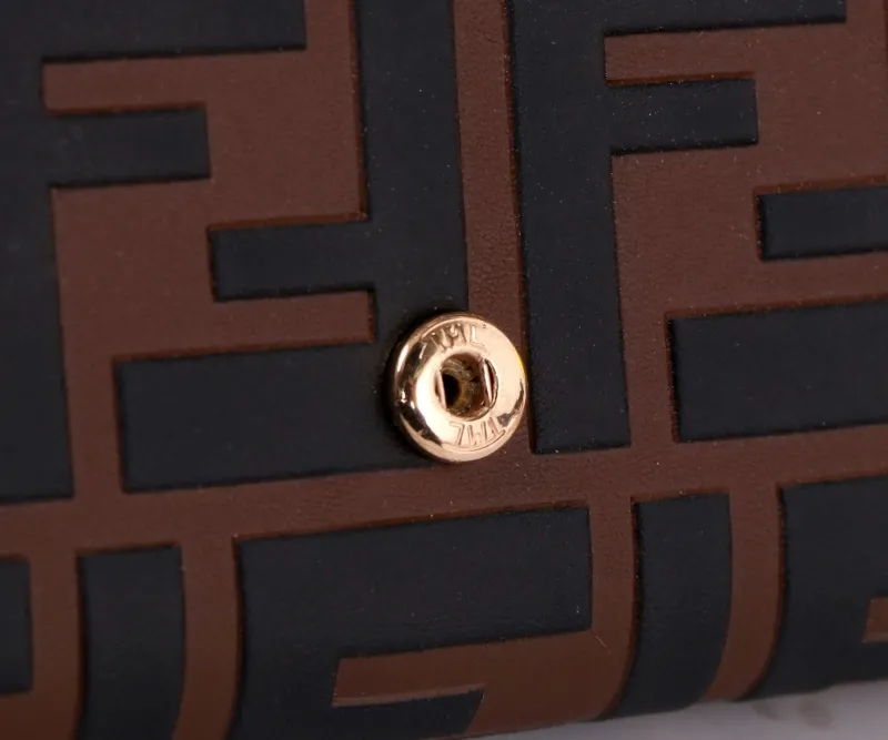 Fendi Brown Black FF Logo Chain Wallet - Image 7