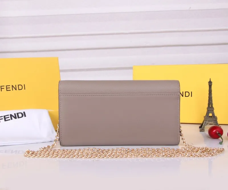 Fendi Women's Taupe Chain Wallet - Image 4