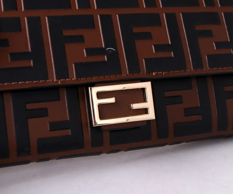 Fendi Brown Black FF Chain Wallet - Image 3