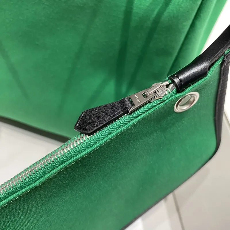 Hermes Green Black Canvas Leather Backpack - Image 5