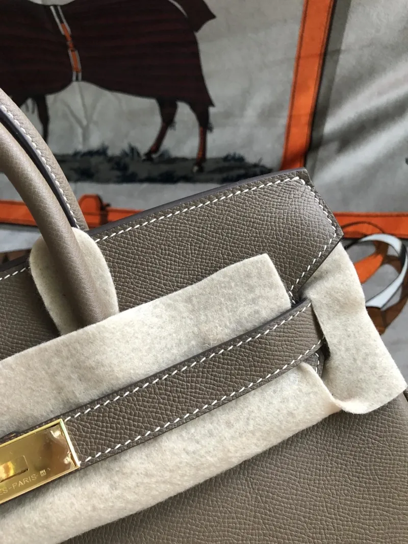 Hermes Taupe Birkin Leather Handbag - Image 4