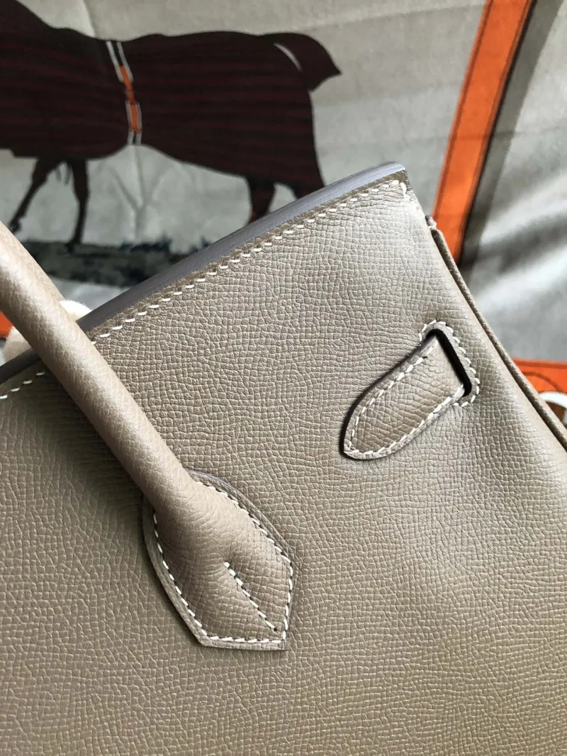Hermes Taupe Birkin Leather Handbag - Image 5