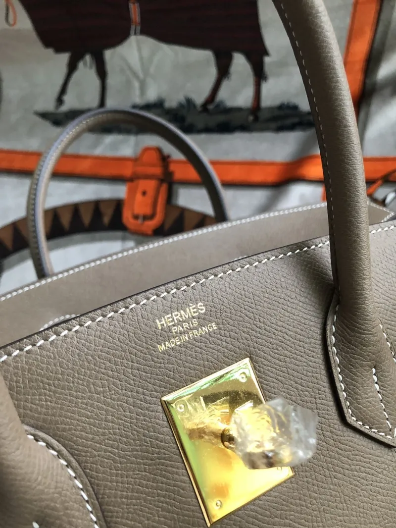 Hermes Taupe Birkin Leather Handbag - Image 6