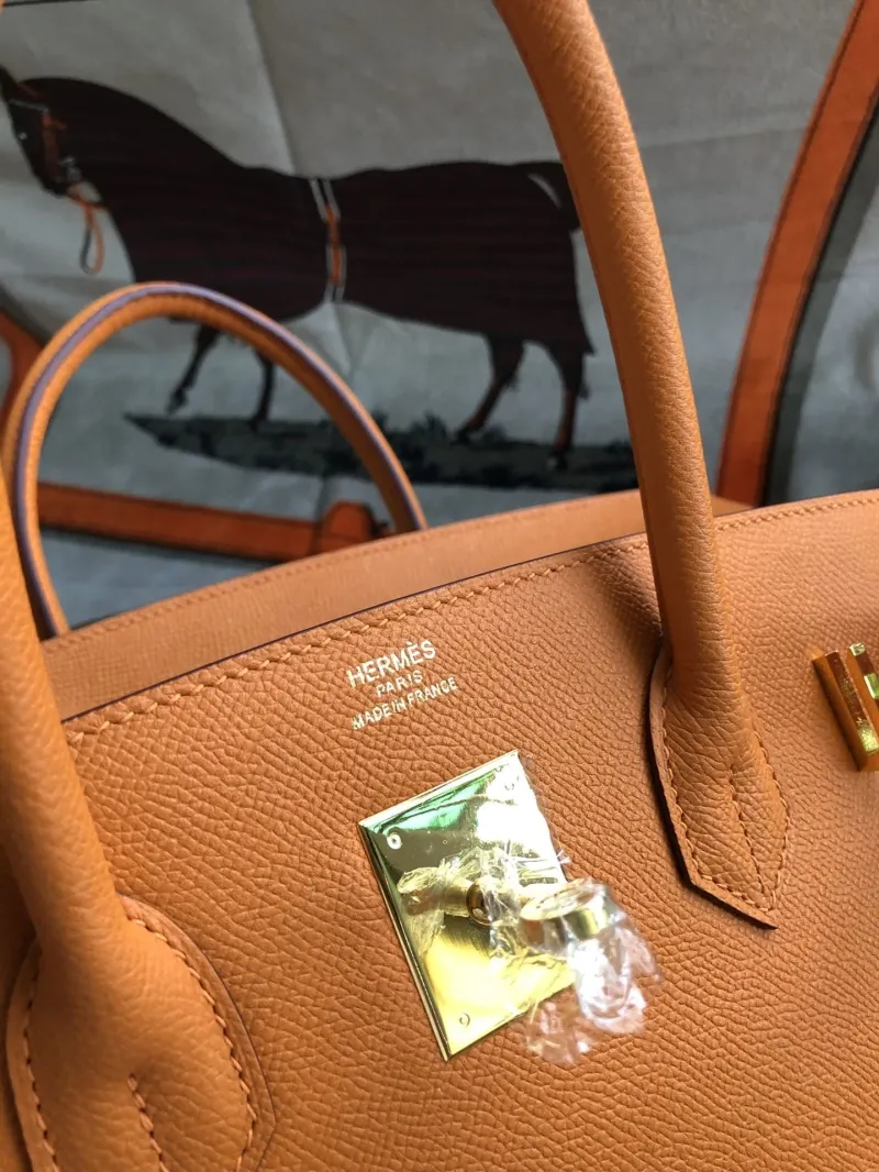Hermes Orange Birkin Leather Handbag - Image 6