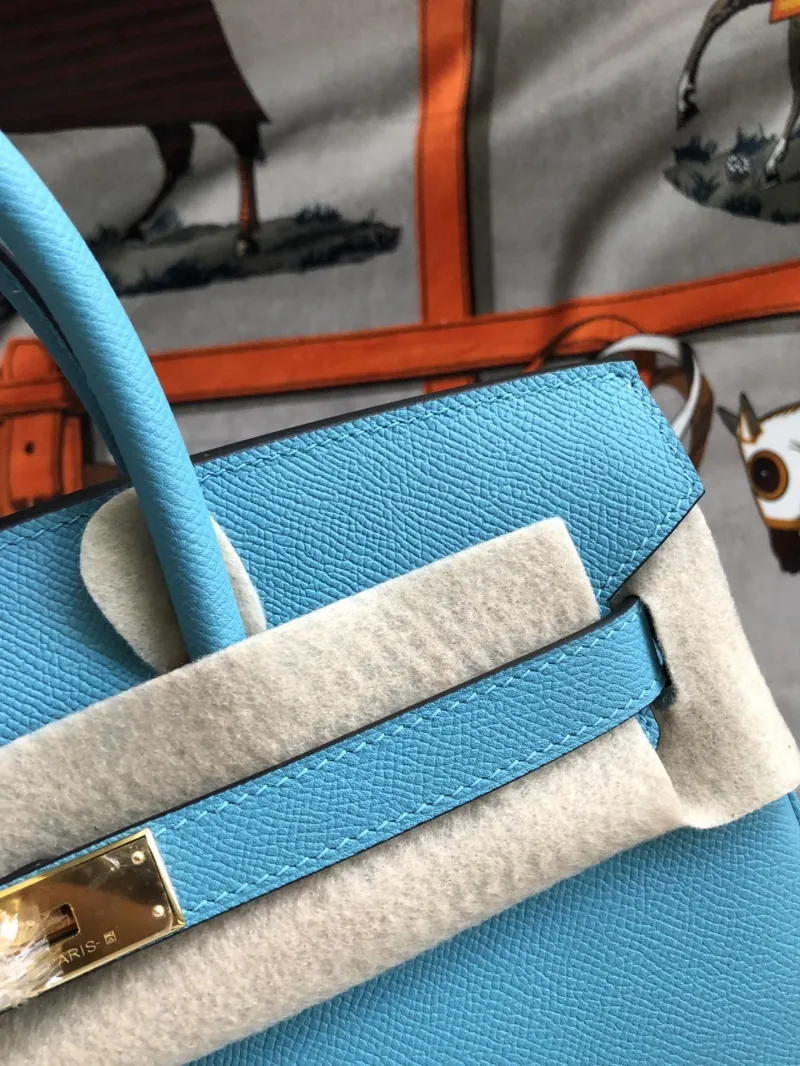Hermes Turquoise Birkin Leather Handbag - Image 4