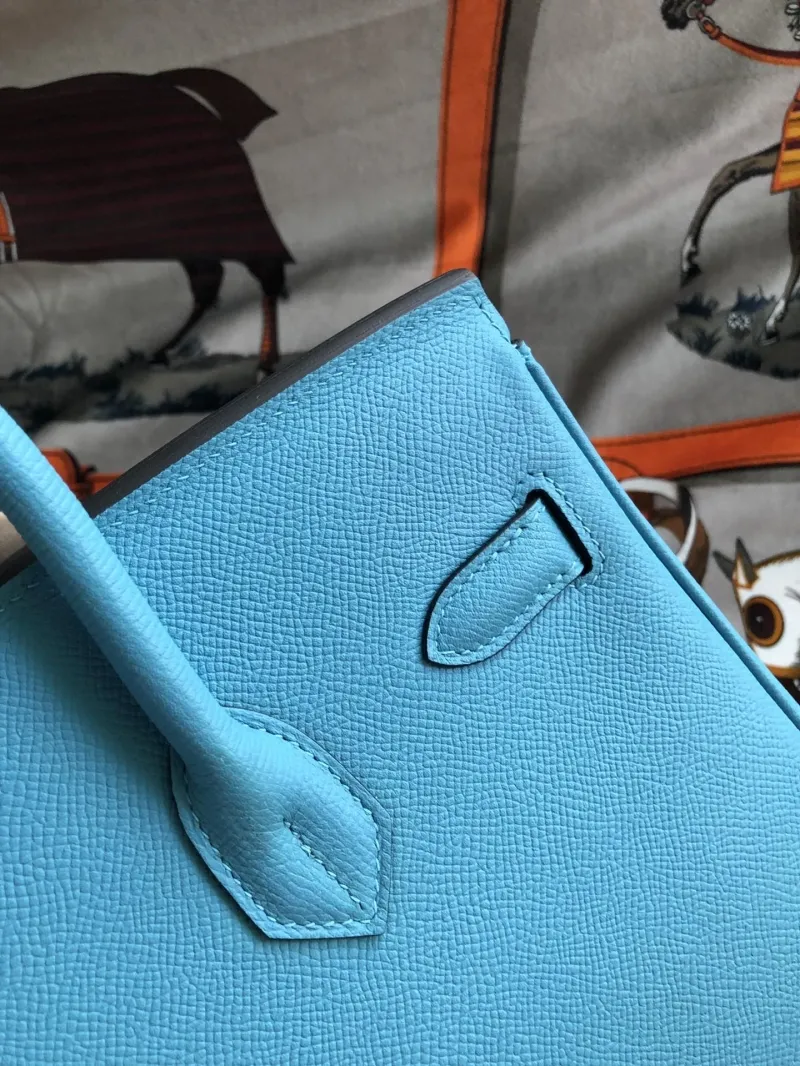 Hermes Turquoise Birkin Leather Handbag - Image 5
