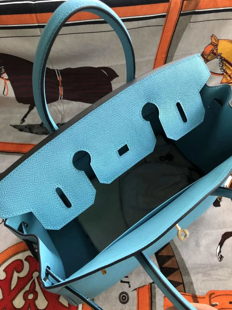 Hermes Turquoise Birkin Leather Handbag - Image 7