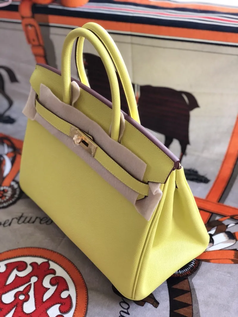 Hermes Yellow Birkin 21 Leather Handbag - Image 3