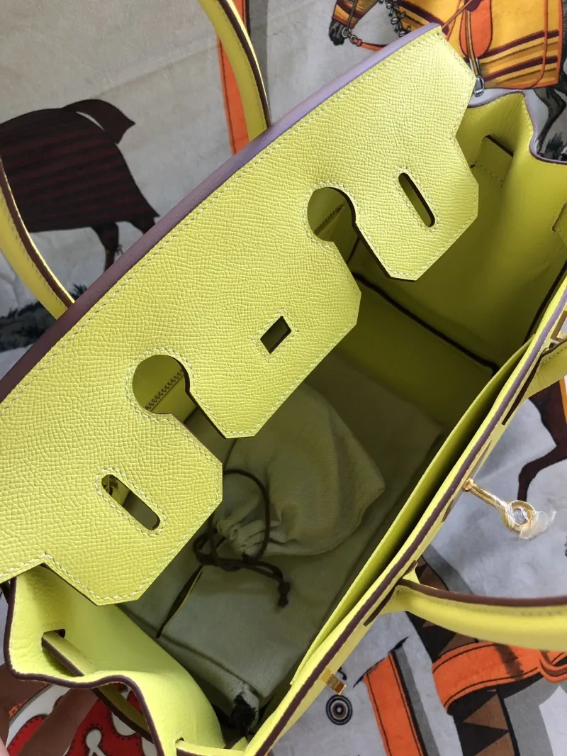 Hermes Yellow Birkin 21 Leather Handbag - Image 7