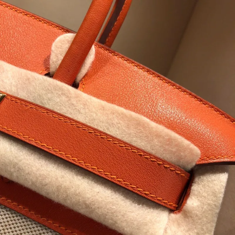 Hermes Birkin 24 Orange Canvas Handbag - Image 4