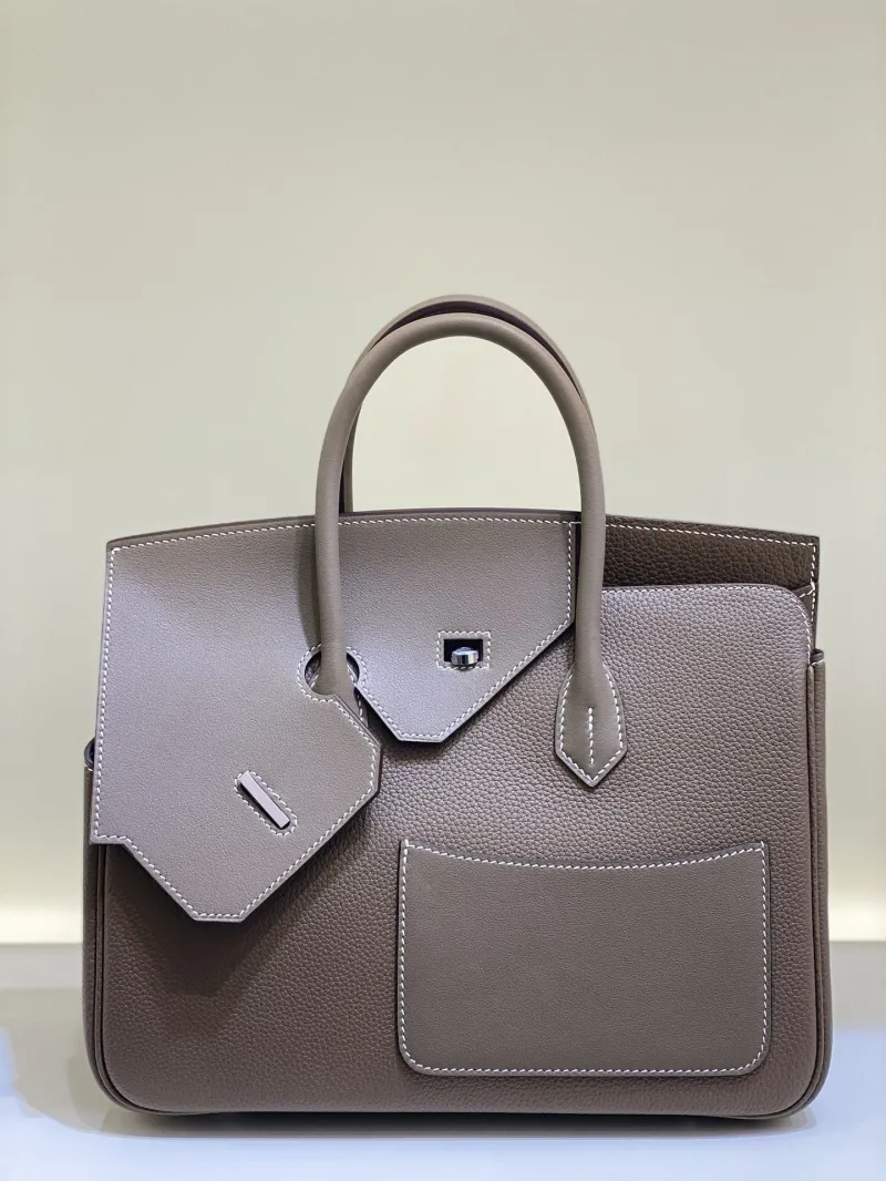 Hermes Birkin 32 Taupe Leather Handbag