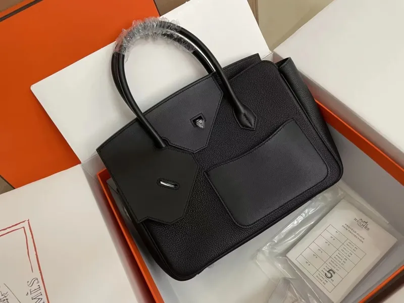 Hermes Birkin 33 Black Leather Tote Bag