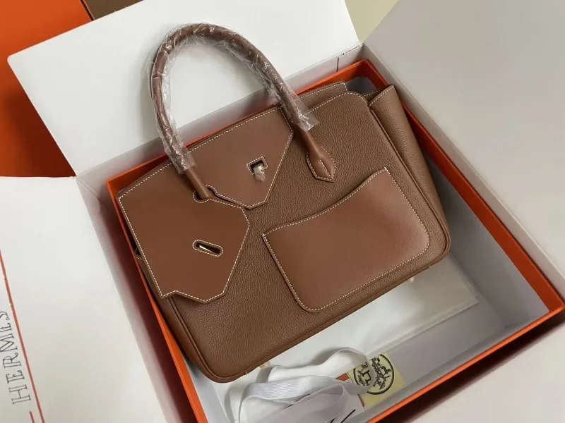 Hermes Birkin 34 Brown Leather Handbag