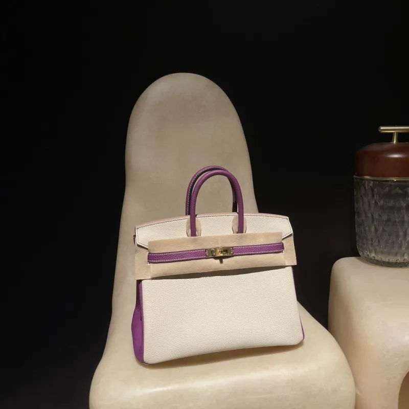 Alternative view of Hermes Birkin 36 Cream Purple Leather Handbag