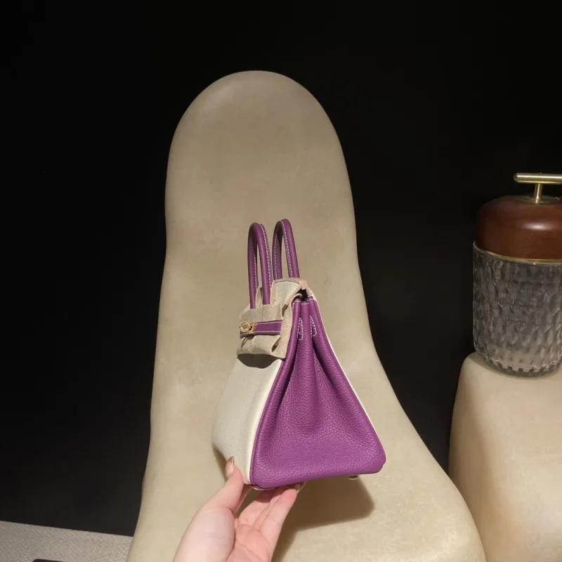 Hermes Birkin 36 Cream Purple Leather Handbag - Image 4