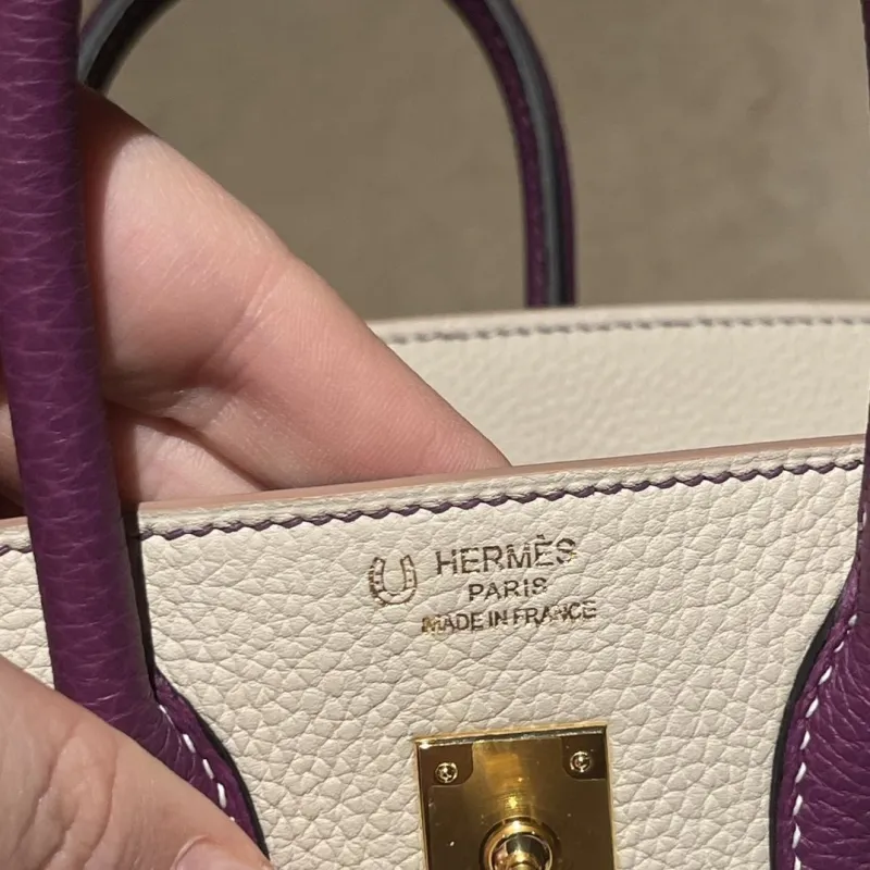 Hermes Birkin 36 Cream Purple Leather Handbag - Image 8