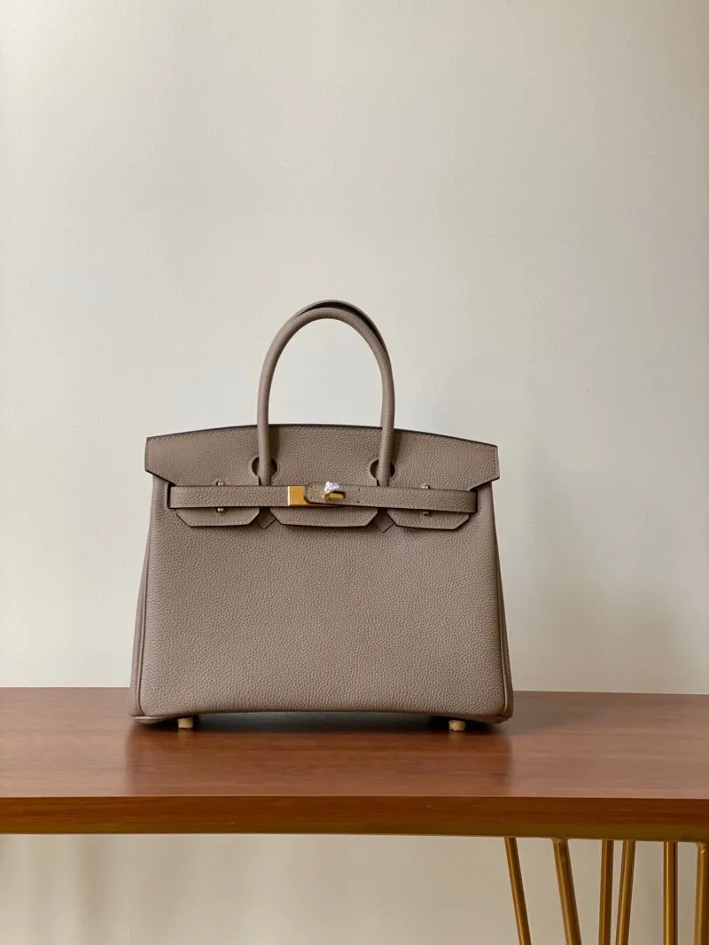 Hermes Birkin 40 Gray Leather Handbag