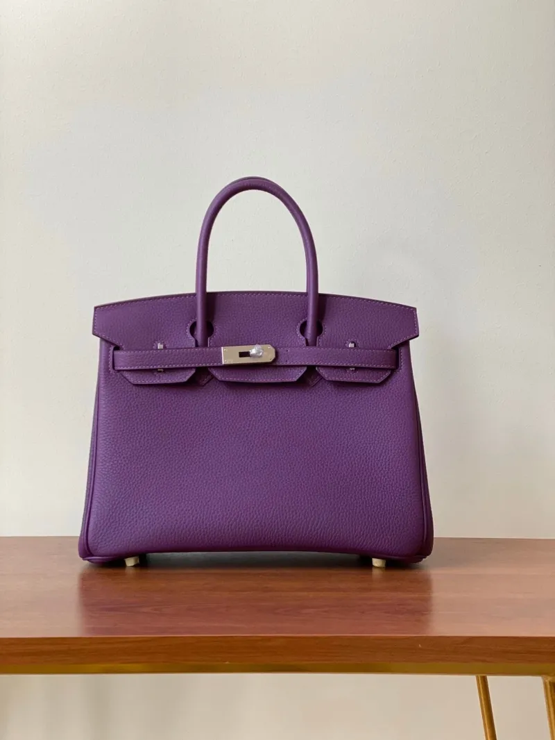 Hermes Purple Birkin Leather Handbag
