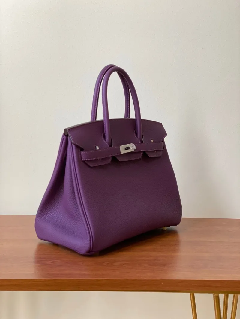 Alternative view of Hermes Purple Birkin Leather Handbag