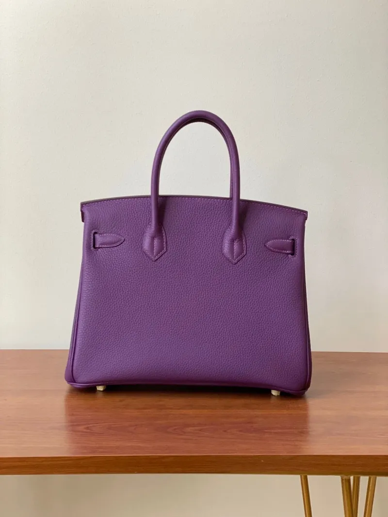 Hermes Purple Birkin Leather Handbag - Image 3