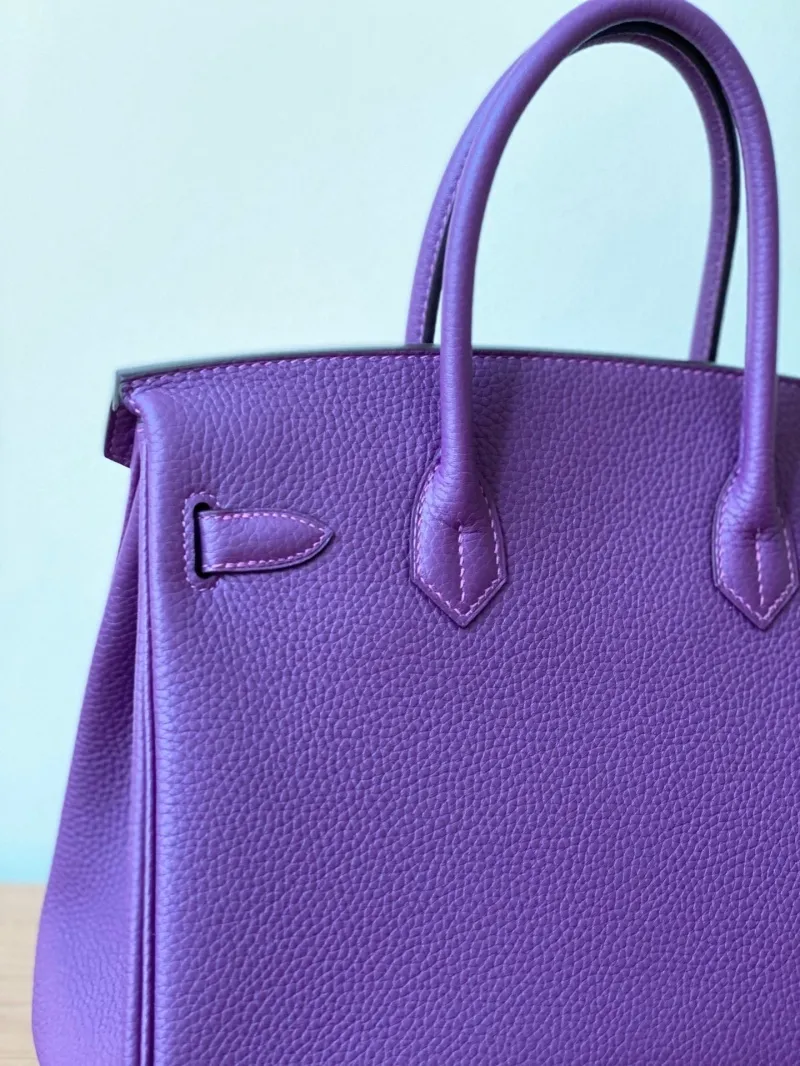 Hermes Purple Birkin Leather Handbag - Image 4