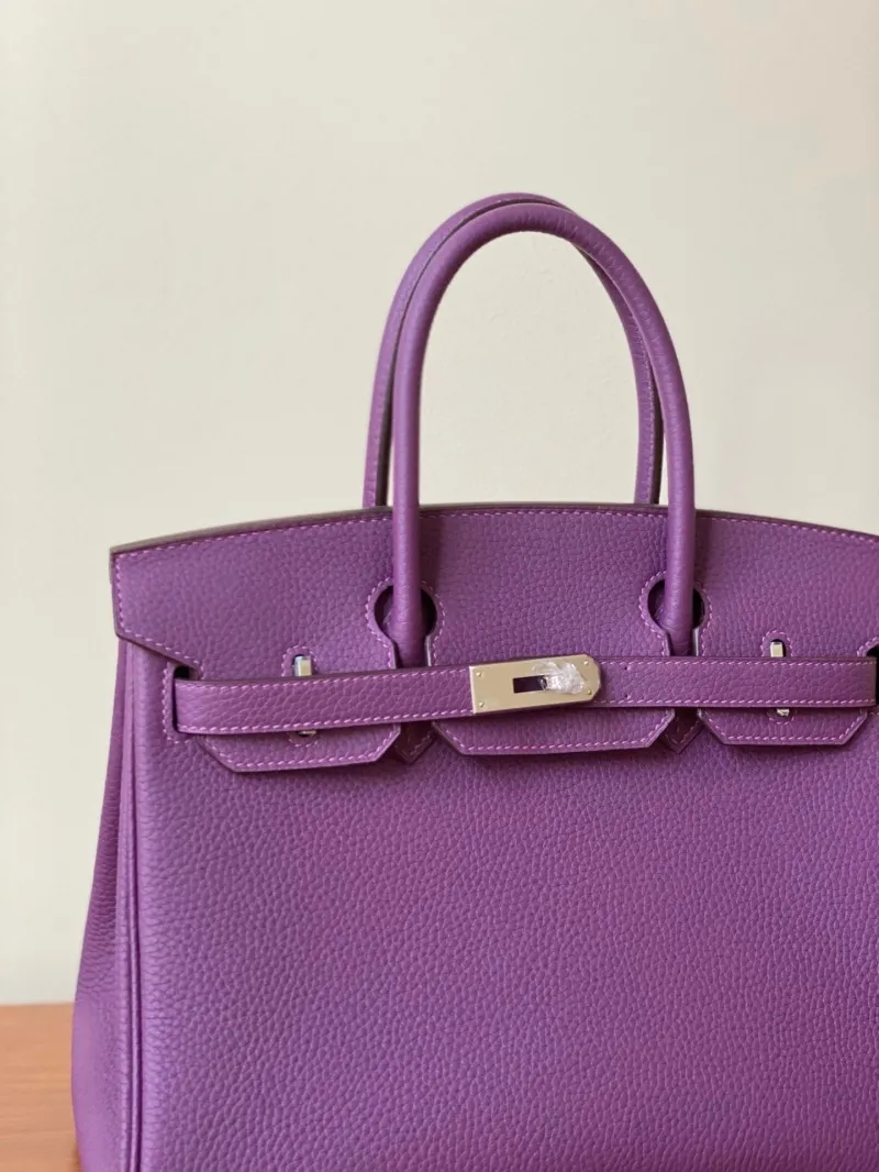 Hermes Purple Birkin Leather Handbag - Image 5