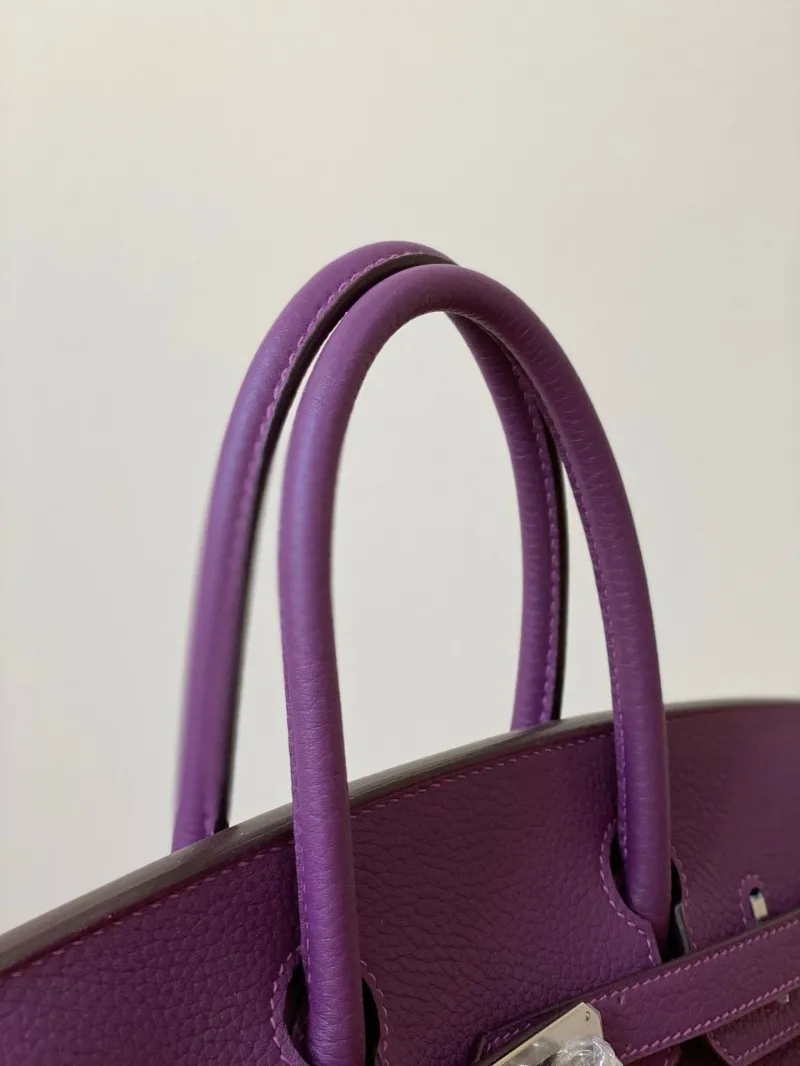 Hermes Purple Birkin Leather Handbag - Image 7