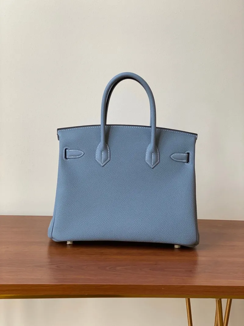 Hermes Blue Birkin Leather Handbag - Image 3