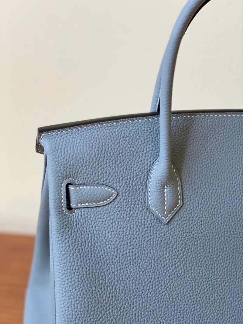 Hermes Blue Birkin Leather Handbag - Image 4