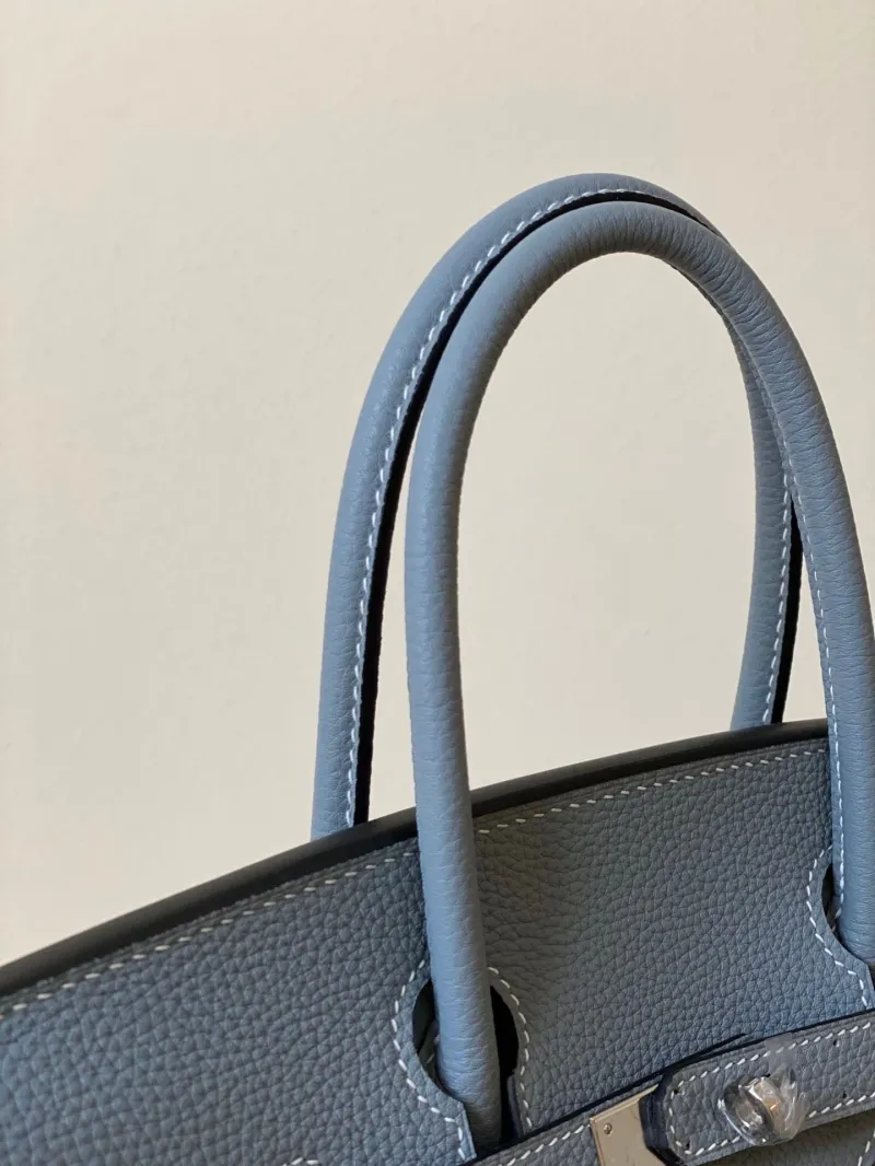 Hermes Blue Birkin Leather Handbag - Image 6