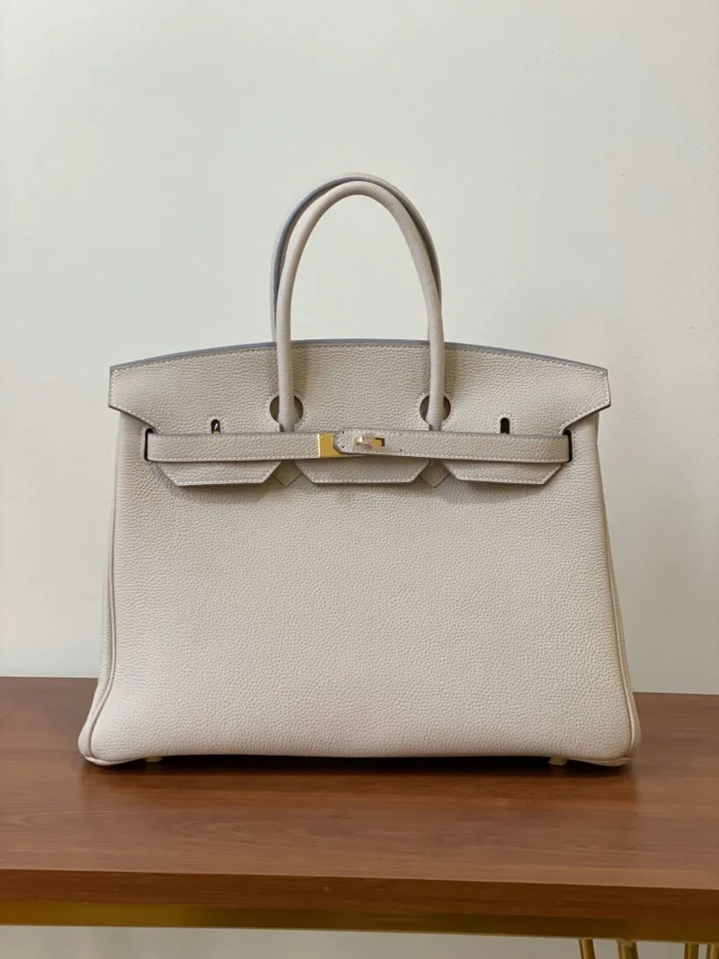 Hermes Light Gray Birkin Leather Handbag
