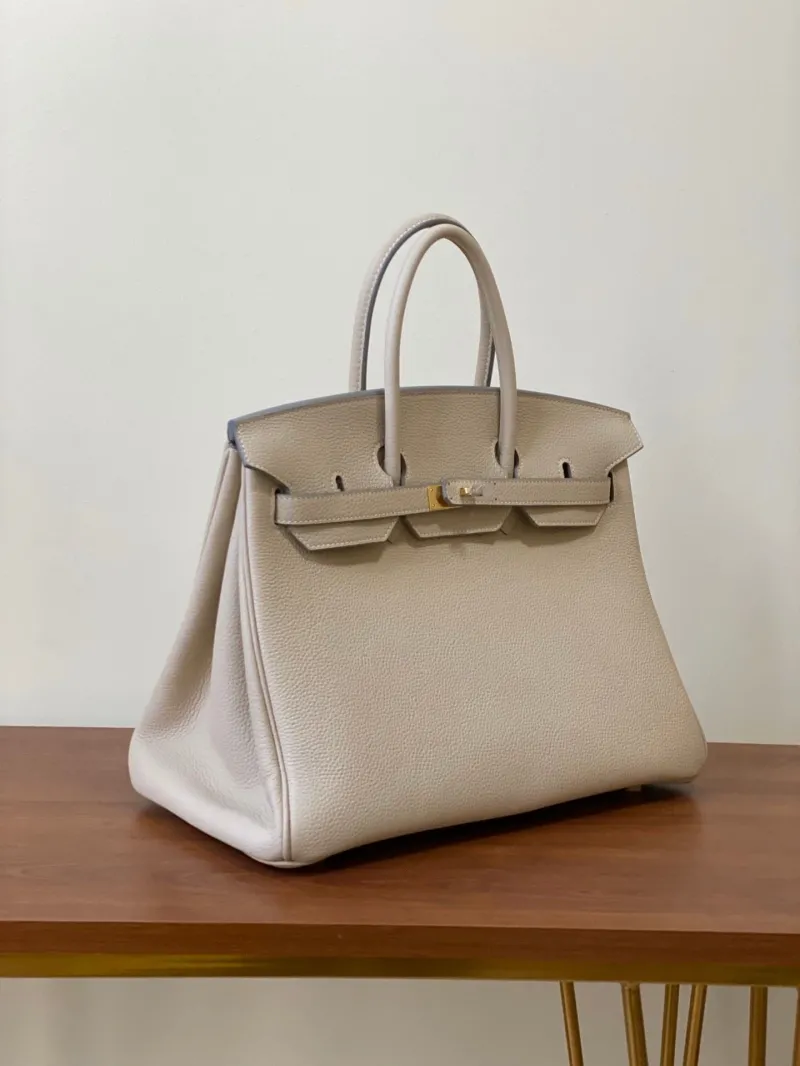 Alternative view of Hermes Light Gray Birkin Leather Handbag