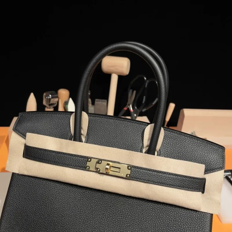 Hermes Black Birkin Leather Handbag - Image 4