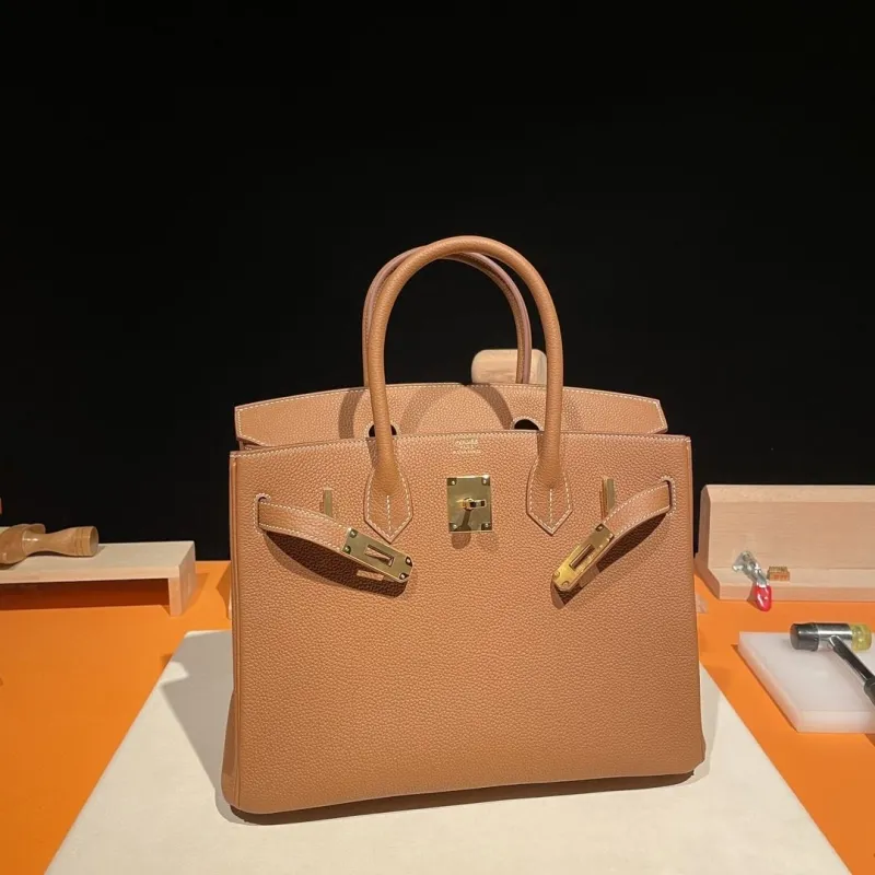 Hermes Brown Leather Birkin Handbag - Image 7