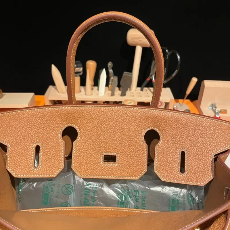 Hermes Brown Leather Birkin Handbag - Image 8