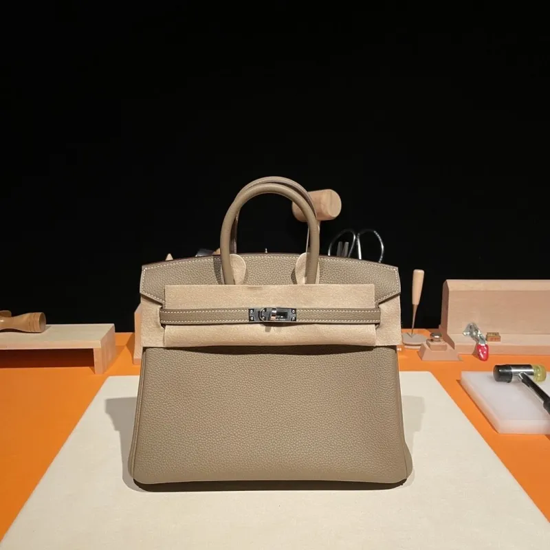 Hermes Etoupe Birkin 50 Leather Handbag