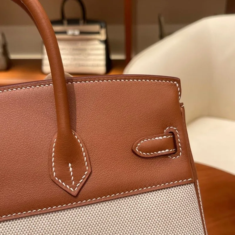 Hermes Birkin Beige Brown Leather Handbag - Image 7