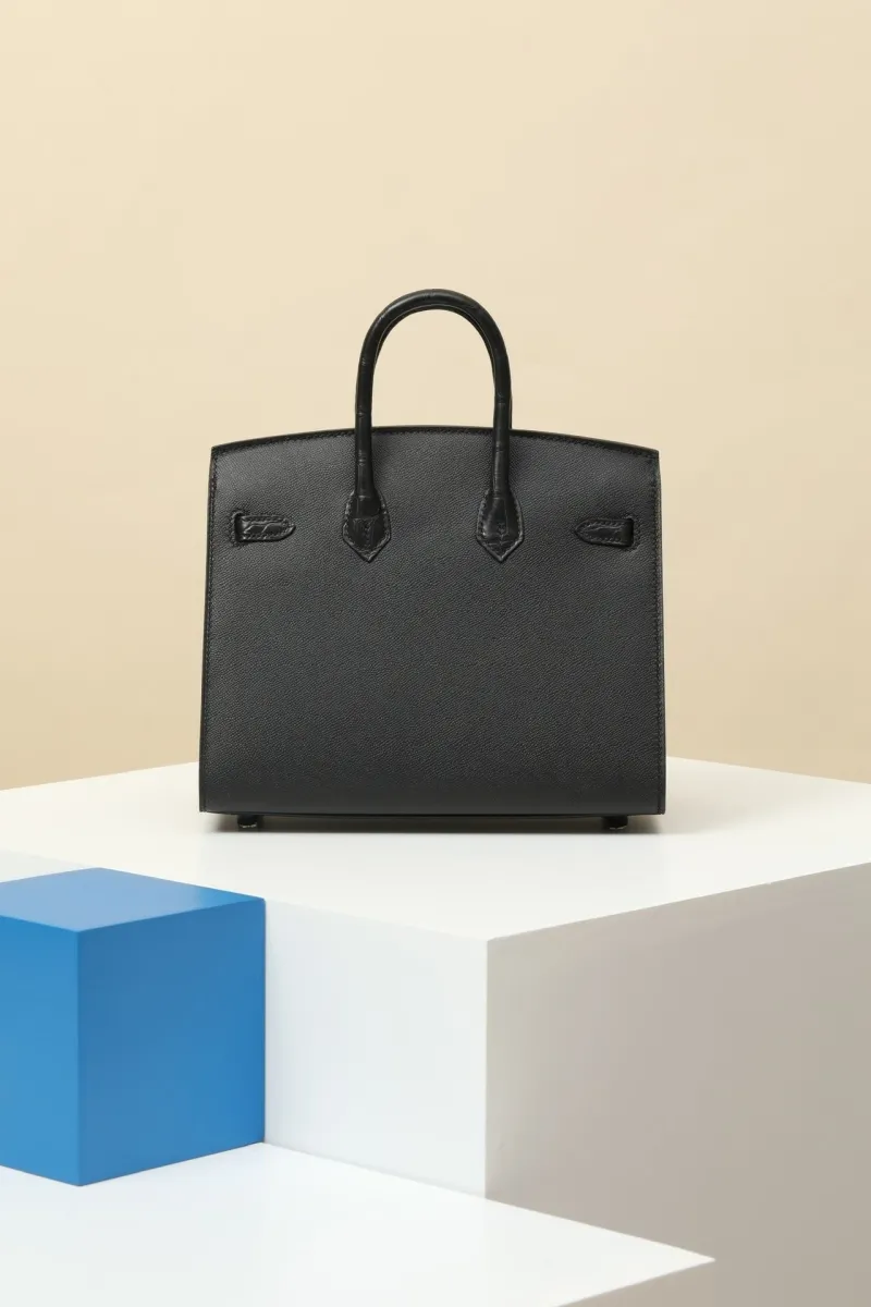 Hermes Black Leather Birkin Handbag