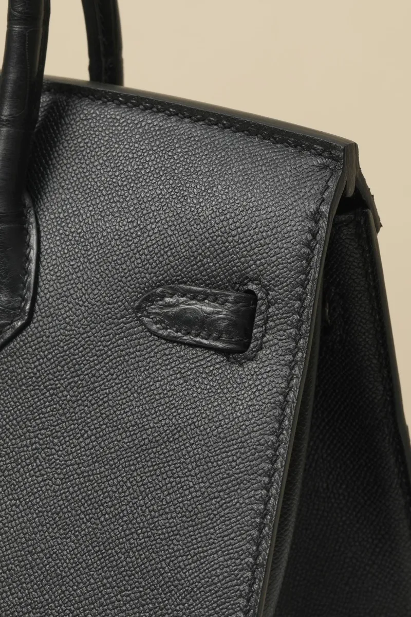 Hermes Black Leather Birkin Handbag - Image 3