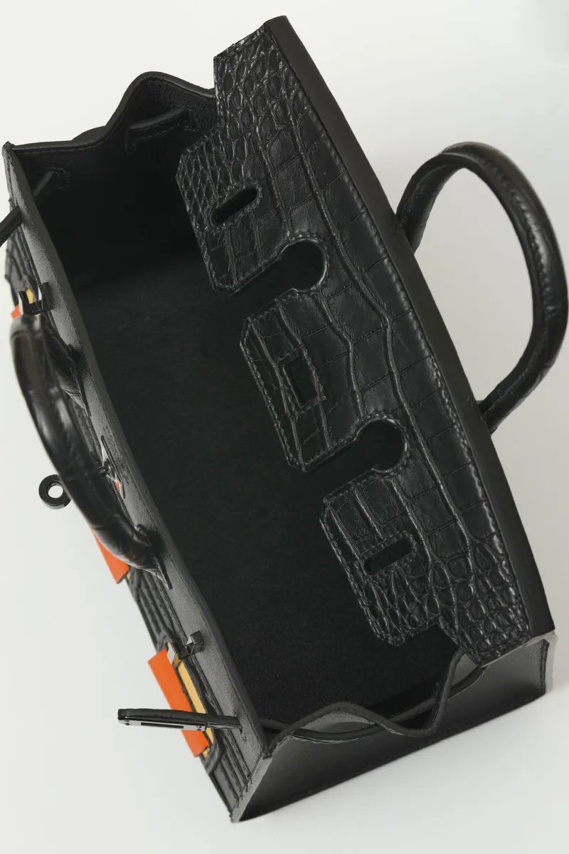 Hermes Black Leather Birkin Handbag - Image 5