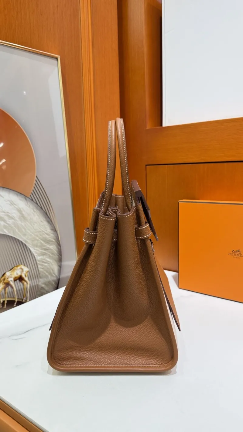 Hermes Birkin Brown Canvas Leather Handbag - Image 3