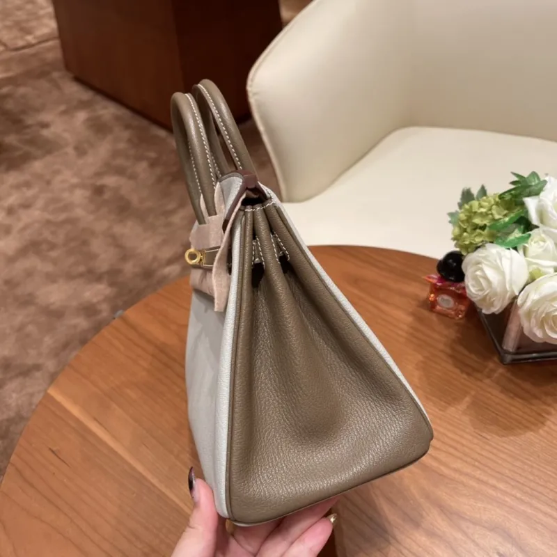 Hermes Birkin Light Gray Leather Handbag - Image 5