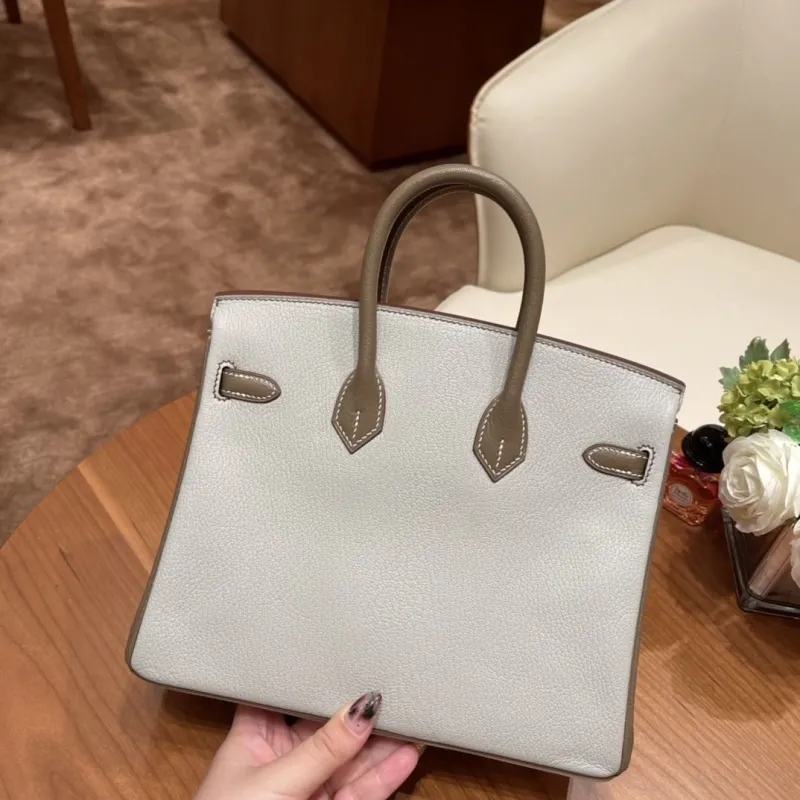 Hermes Birkin Light Gray Leather Handbag - Image 6