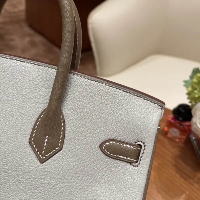 Hermes Birkin Light Gray Leather Handbag - Image 7